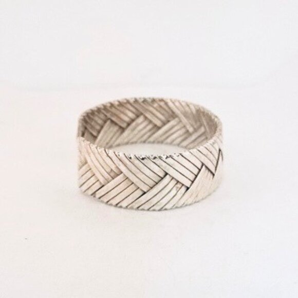 Vintage Sterling Silver 925 Woven Cuff Bracelet 5.75” Heavy Estate Jewelry - Picture 2 of 9
